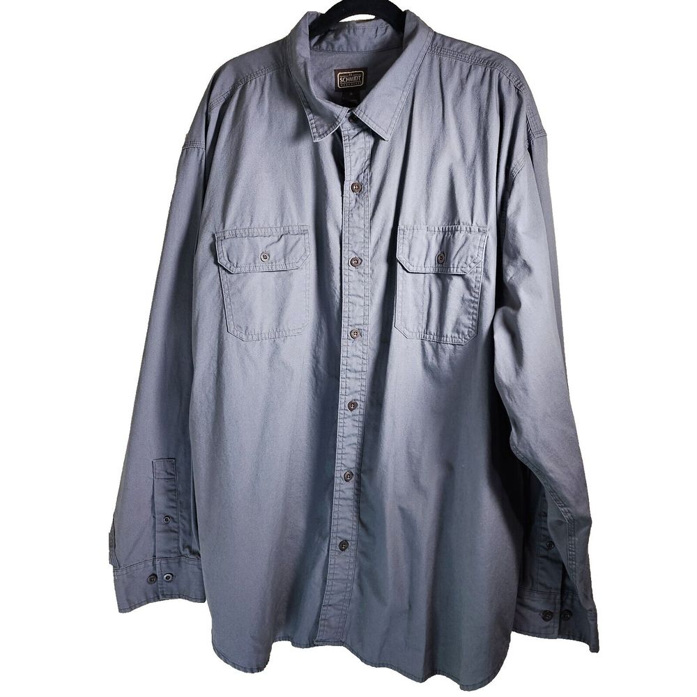 C E Schmidt Workwear Gray Shirt Cotton Long Sleeve Pockets Button Up Size 3X